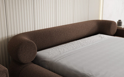 Designer Polsterbett Mochi in Teddy Bouclé mit Stauraum