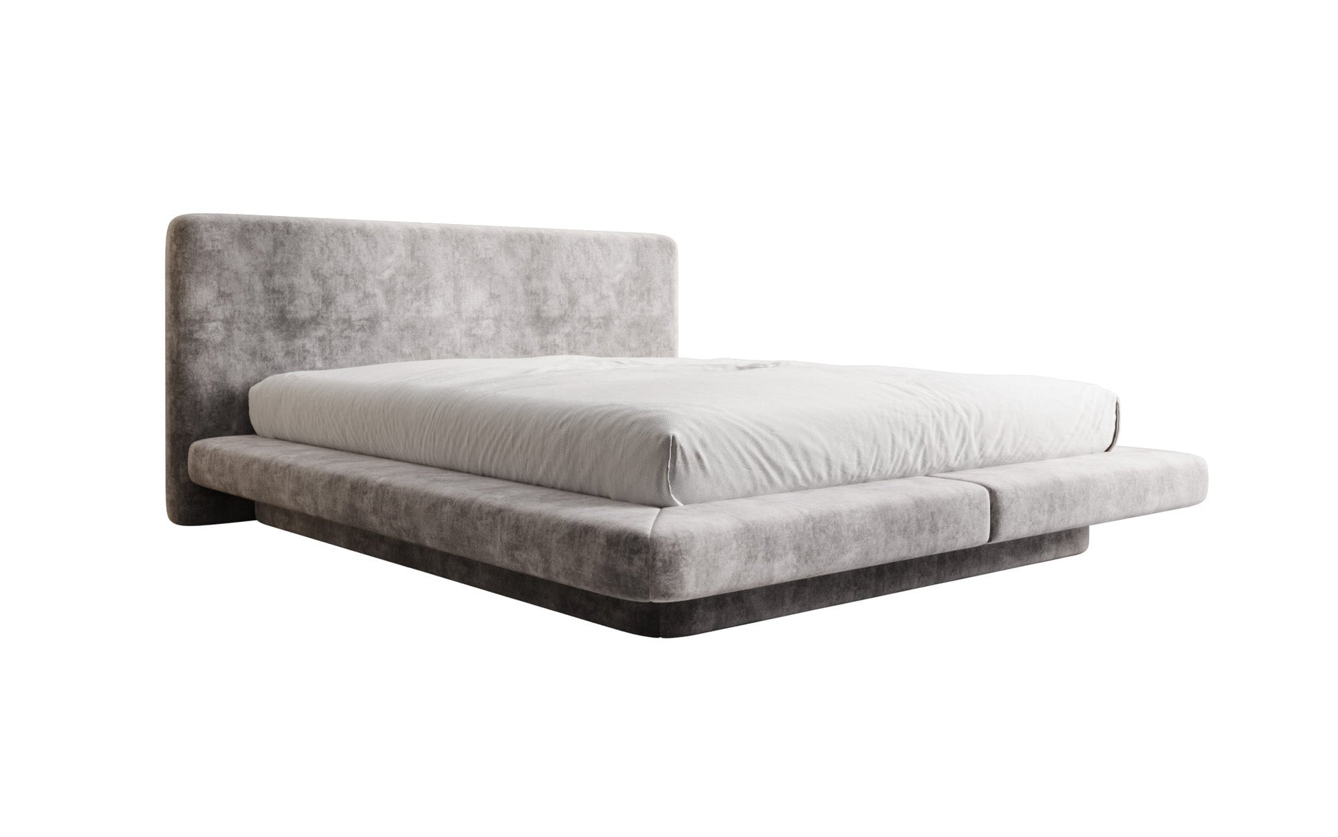 Luxusbetten24 Yumi Samt-Polsterbett, Modernes Design, Komfort, 140×200 cm, Weiß