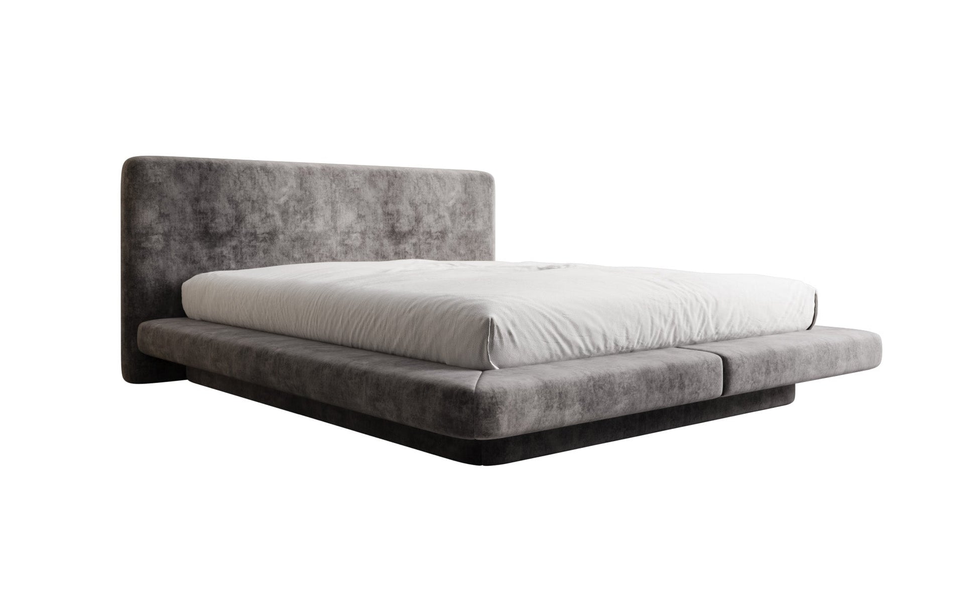 Luxusbetten24 Yumi Samt-Polsterbett, Modernes Design, Komfort, 140×200 cm, Weiß