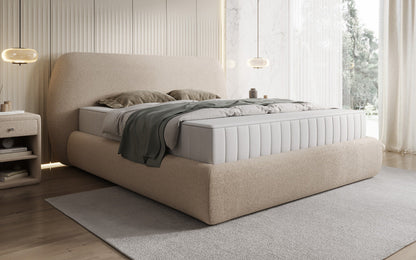 Designer Polsterbett Nella in Teddy Bouclé mit Stauraum