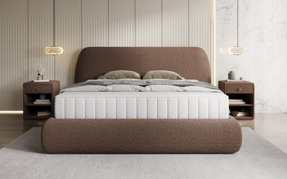 Designer Polsterbett Nella in Teddy Bouclé mit Stauraum