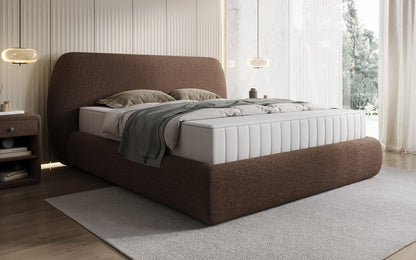 Designer Polsterbett Nella in Teddy Bouclé mit Stauraum