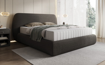 Designer Polsterbett Nella in Teddy Bouclé mit Stauraum