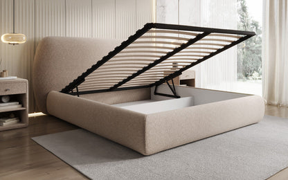 Designer Polsterbett Nella in Strukturstoff mit Stauraum