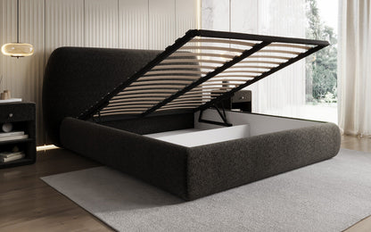 Designer Polsterbett Nella in Strukturstoff mit Stauraum