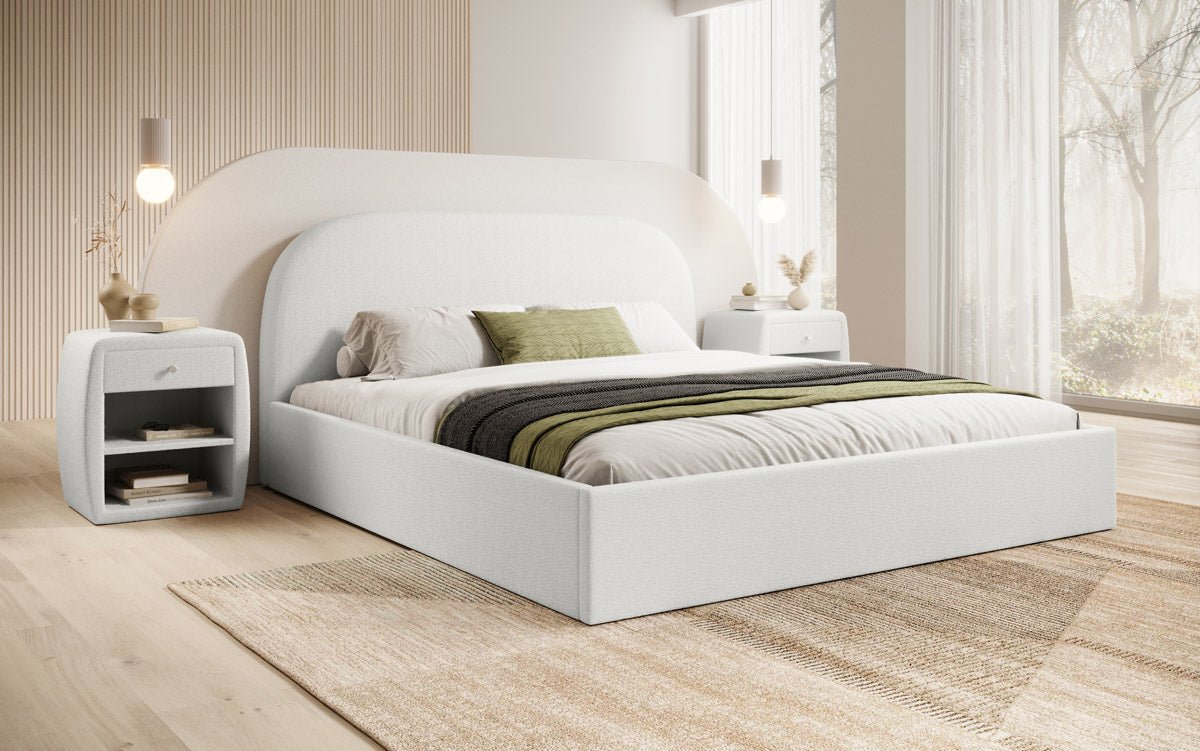 Luxusbetten24 Lorelei Polsterbett Bouclé Design mit Stauraum