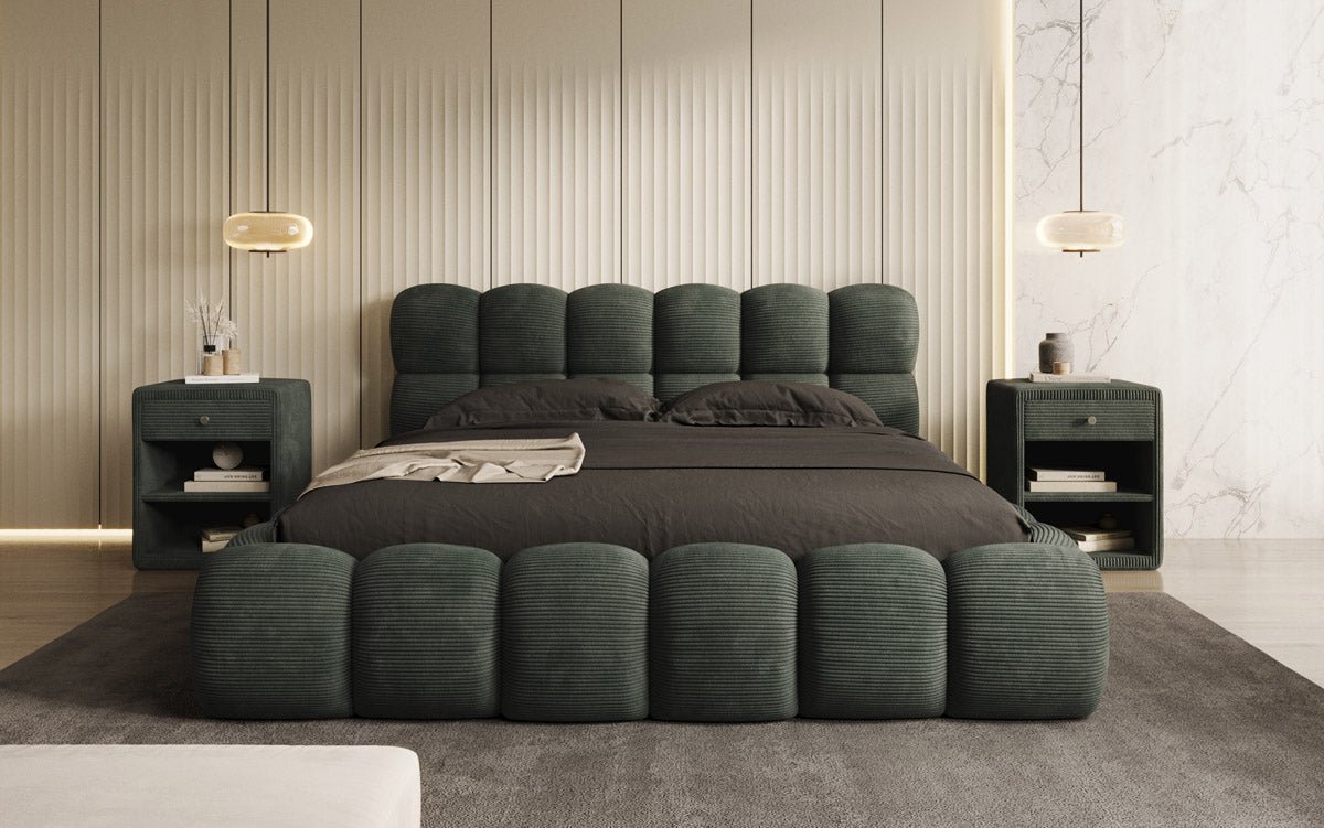 Luxusbetten24 Boston Cord Polsterbett mit Stauraum