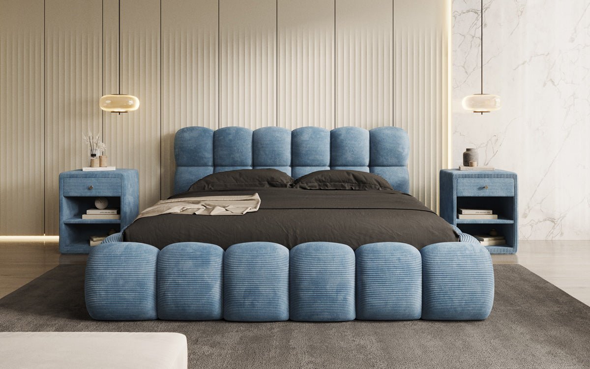Luxusbetten24 Boston Cord Polsterbett mit Stauraum
