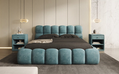 Luxusbetten24 Boston Cord Polsterbett mit Stauraum