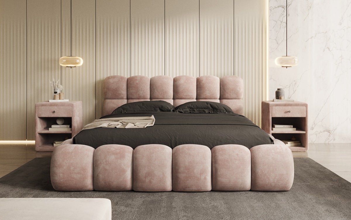Luxusbetten24 Boston Cord Polsterbett mit Stauraum