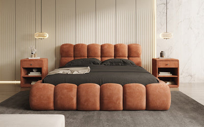 Luxusbetten24 Boston Cord Polsterbett mit Stauraum