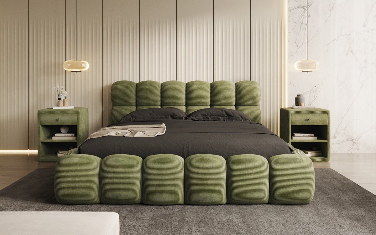 Luxusbetten24 Boston Cord Polsterbett mit Stauraum