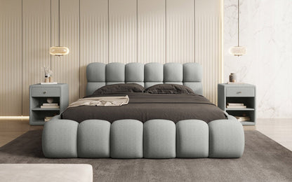 Designer Polsterbett Boston Bouclé mit Stauraum