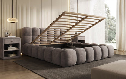 Luxusbetten24 Boston Cord Polsterbett mit Stauraum
