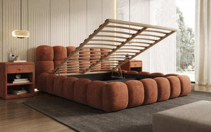 Luxusbetten24 Boston Cord Polsterbett mit Stauraum