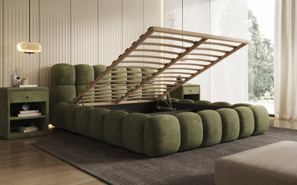 Luxusbetten24 Boston Cord Polsterbett mit Stauraum