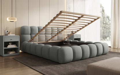 Designer Polsterbett Boston Bouclé mit Stauraum