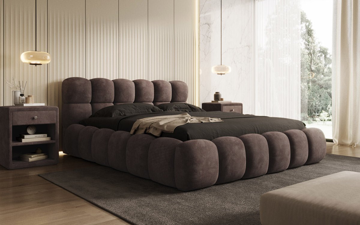 Luxusbetten24 Boston Cord Polsterbett mit Stauraum