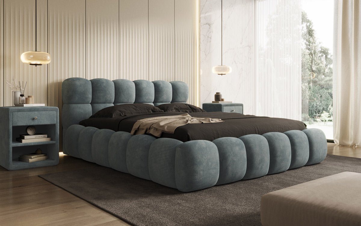 Luxusbetten24 Boston Cord Polsterbett mit Stauraum