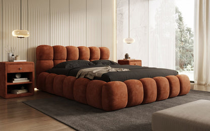 Luxusbetten24 Boston Cord Polsterbett mit Stauraum