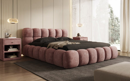Luxusbetten24 Boston Cord Polsterbett mit Stauraum