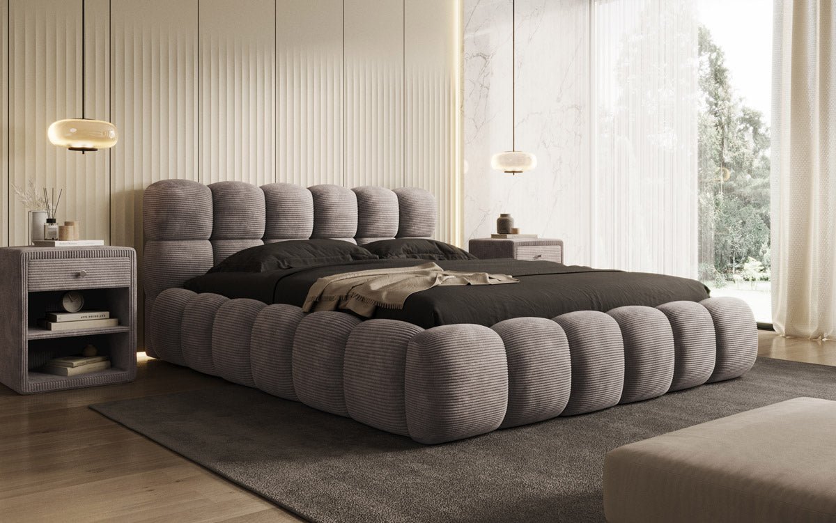 Luxusbetten24 Boston Cord Polsterbett mit Stauraum