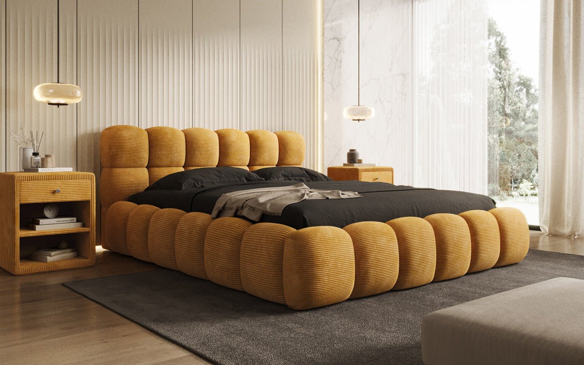 Luxusbetten24 Boston Cord Polsterbett mit Stauraum