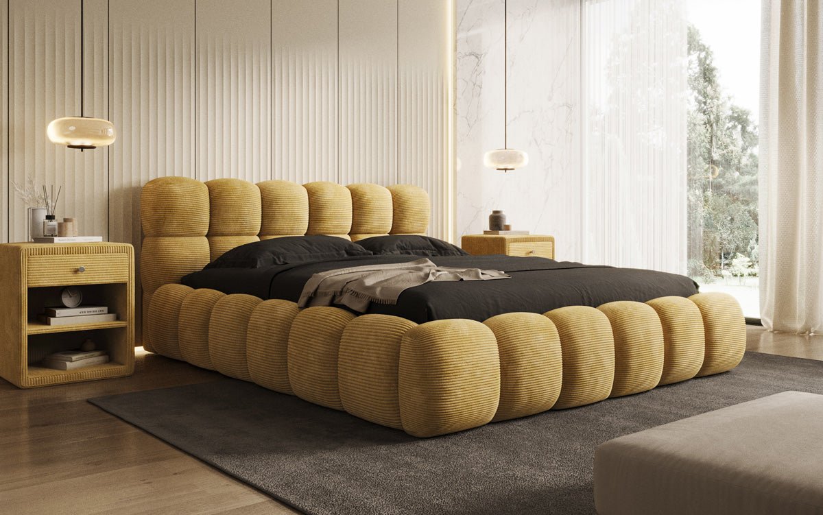 Luxusbetten24 Boston Cord Polsterbett mit Stauraum