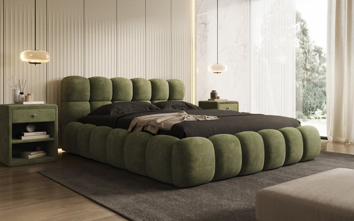 Luxusbetten24 Boston Cord Polsterbett mit Stauraum