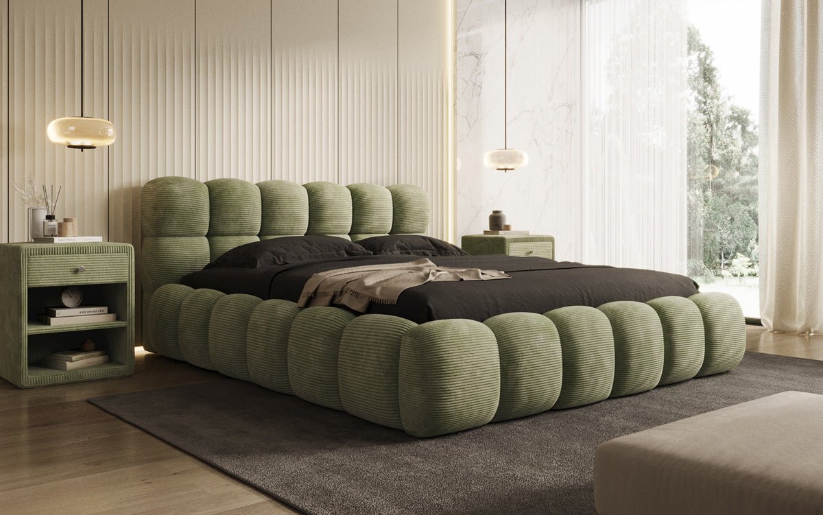 Luxusbetten24 Boston Cord Polsterbett mit Stauraum