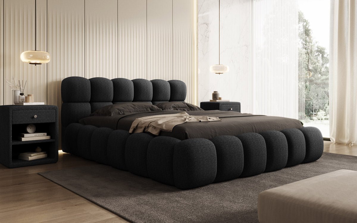 Designer Polsterbett Boston Bouclé mit Stauraum