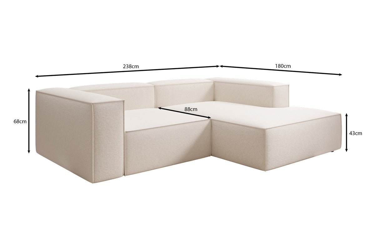 Lesley L Mini Designer Sofa mit Ottomane, Strukturstoff