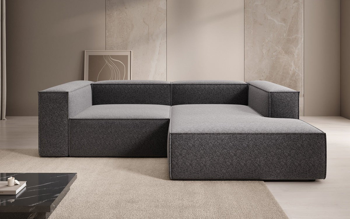 Lesley L Mini Designer Sofa mit Ottomane, Strukturstoff