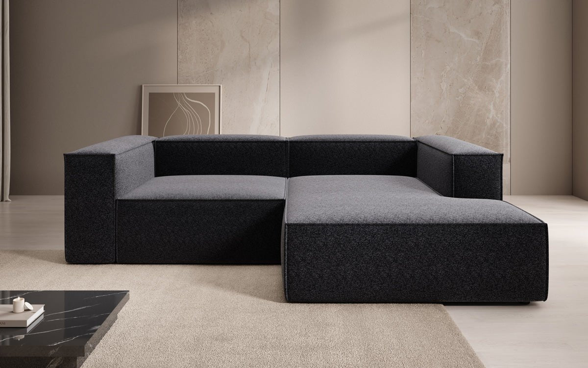 Lesley L Mini Designer Sofa mit Ottomane, Strukturstoff