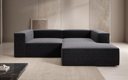 Lesley L Mini Designer Sofa mit Ottomane, Strukturstoff