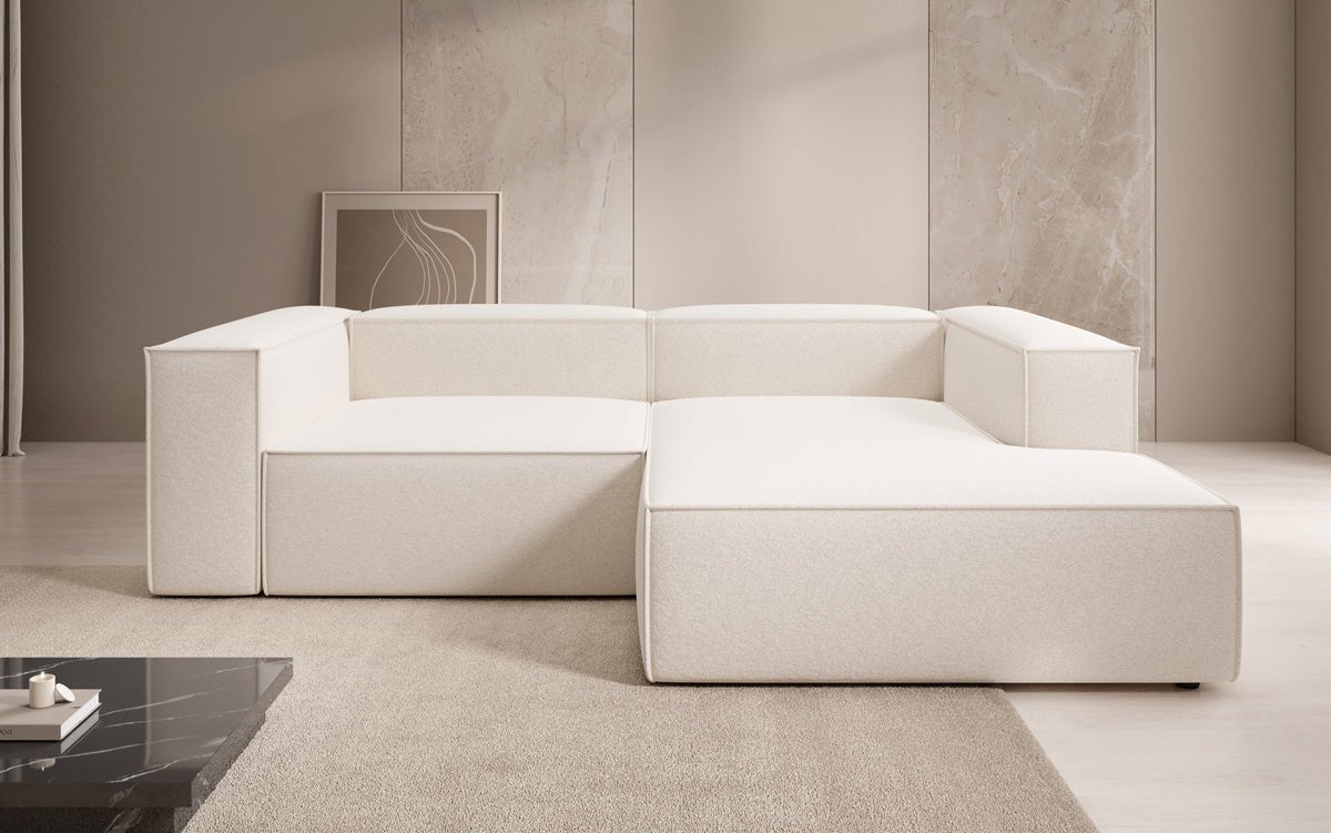 Lesley L Mini Designer Sofa mit Ottomane, Strukturstoff