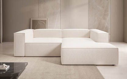 Lesley L Mini Designer Sofa mit Ottomane, Strukturstoff