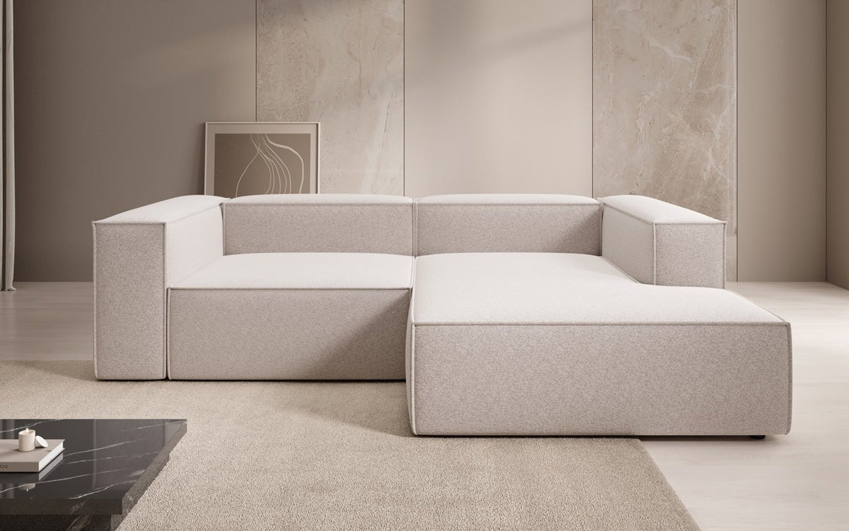 Lesley L Mini Designer Sofa mit Ottomane, Strukturstoff