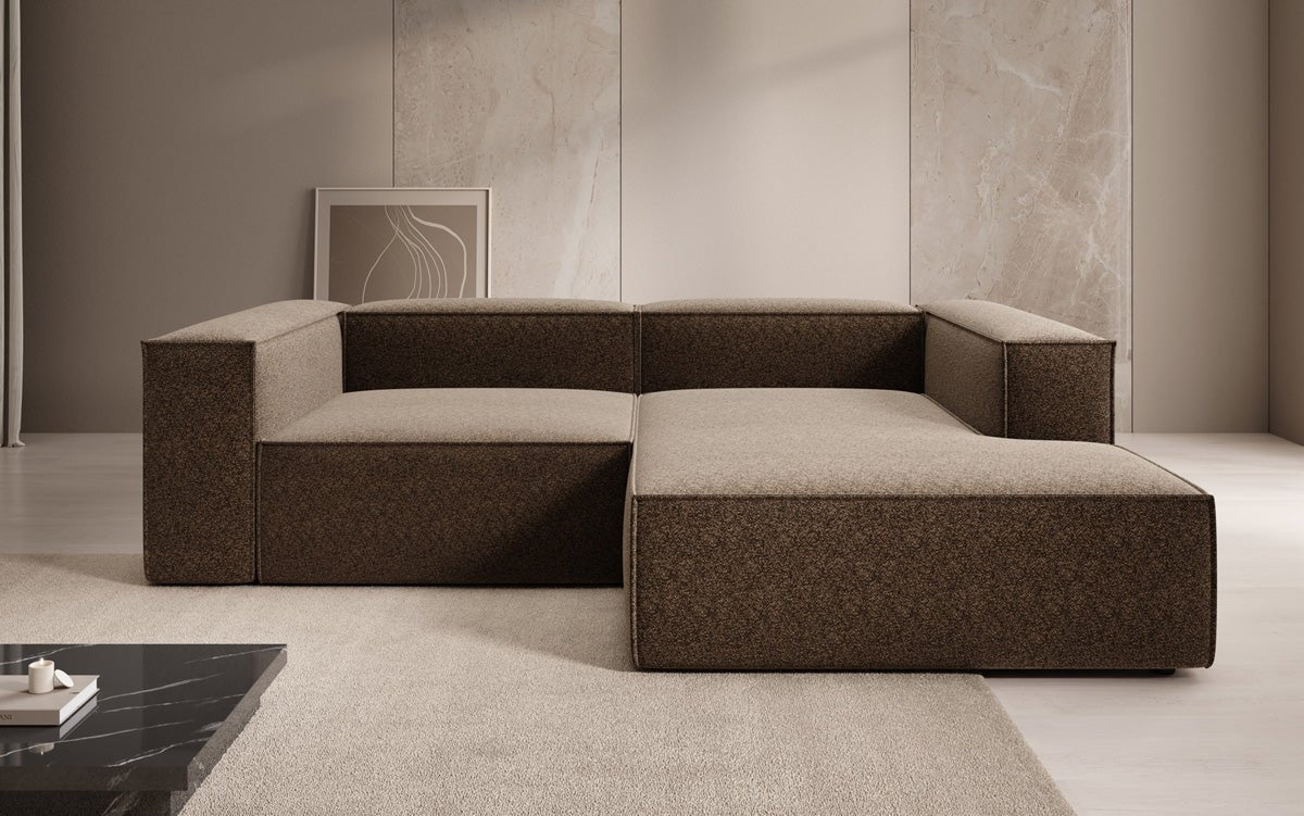 Lesley L Mini Designer Sofa mit Ottomane, Strukturstoff
