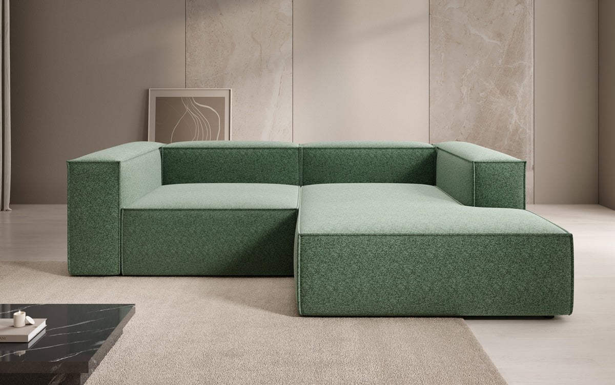 Lesley L Mini Designer Sofa mit Ottomane, Strukturstoff