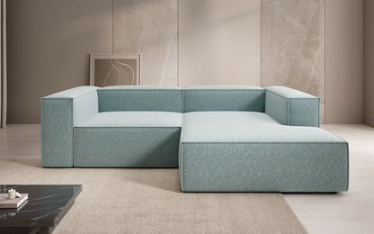 Lesley L Mini Designer Sofa mit Ottomane, Strukturstoff