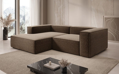 Lesley L Mini Designer Sofa mit Ottomane, Strukturstoff