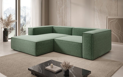 Lesley L Mini Designer Sofa mit Ottomane, Strukturstoff