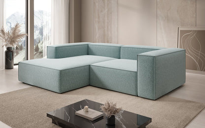 Lesley L Mini Designer Sofa mit Ottomane, Strukturstoff