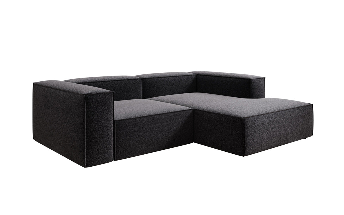 Lesley L Mini Designer Sofa mit Ottomane, Strukturstoff