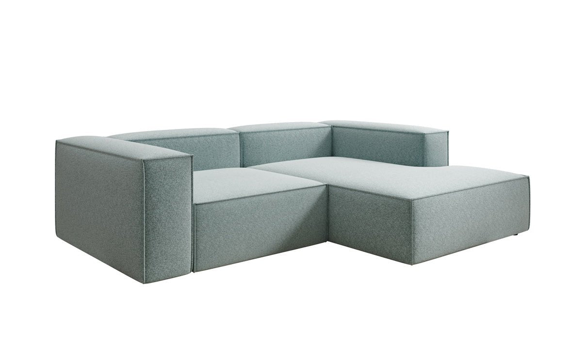 Lesley L Mini Designer Sofa mit Ottomane, Strukturstoff
