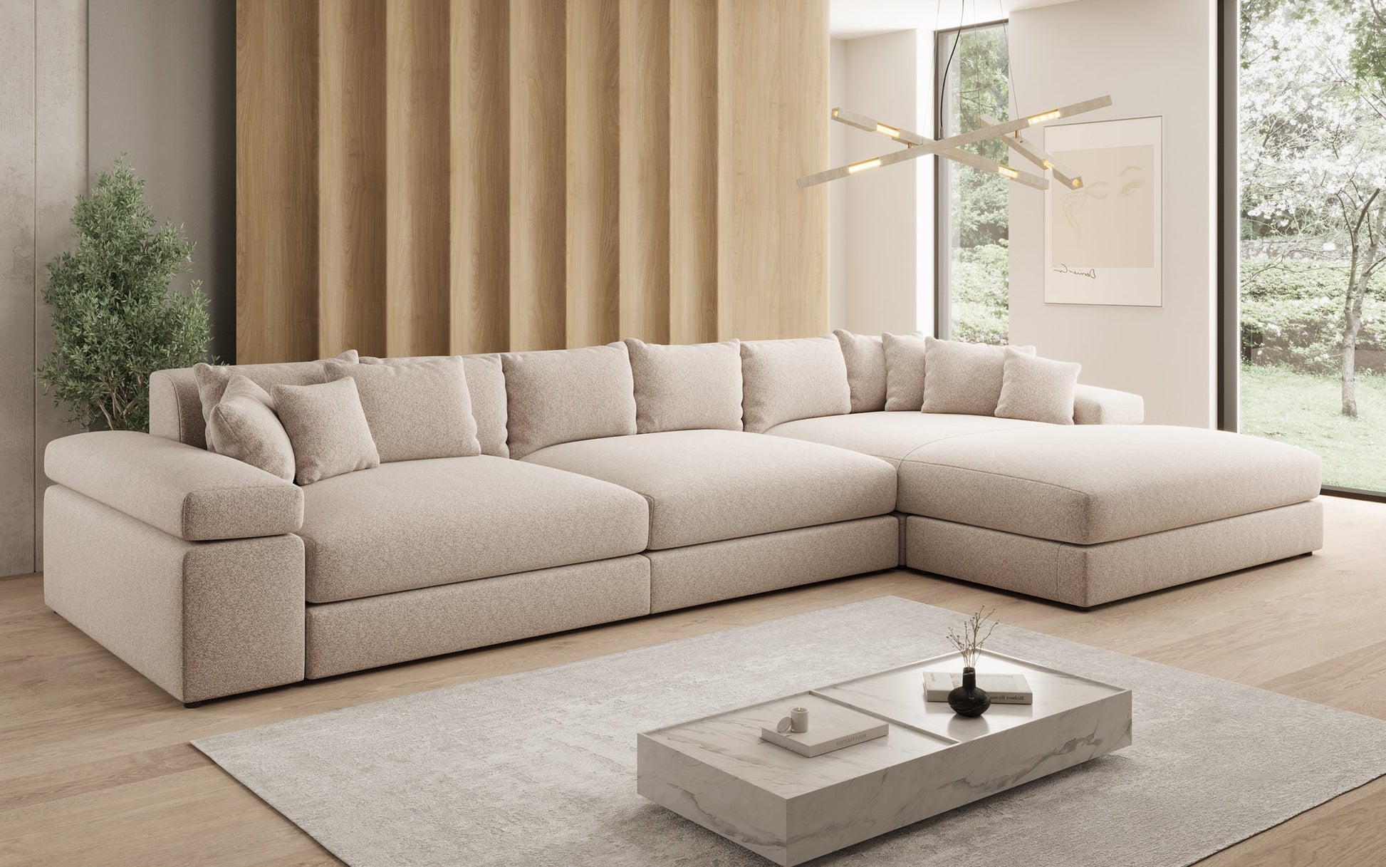 Bernardo L Maxi Designer Sofa Mit Breiter Ottomane