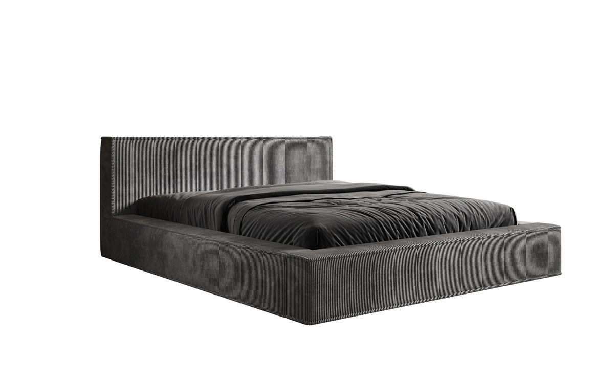 Designer Polsterbett Harmon in Cord mit Stauraum