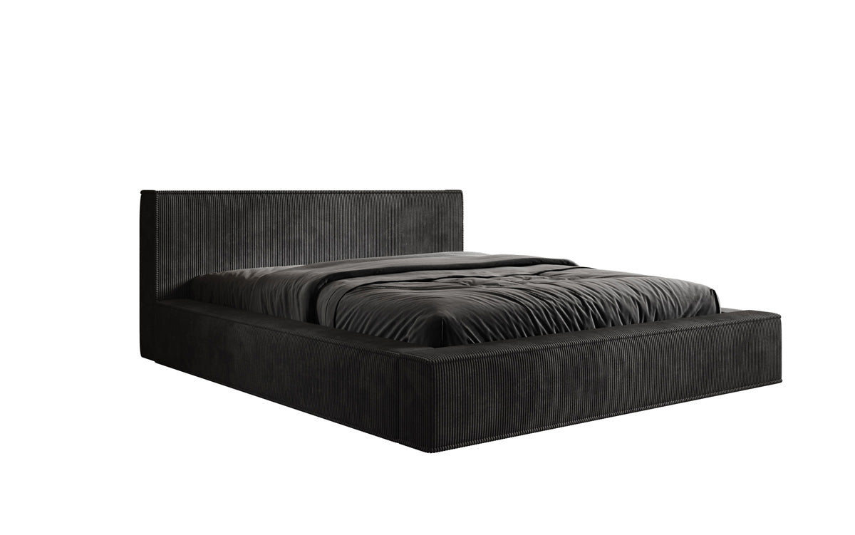 Designer Polsterbett Harmon in Cord mit Stauraum
