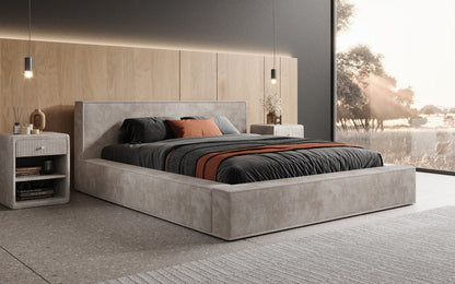 Designer Polsterbett Harmon in Cord mit Stauraum